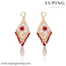 29369- Xuping Fashion Chandelier Jewelry Aretes de cuentas con flores